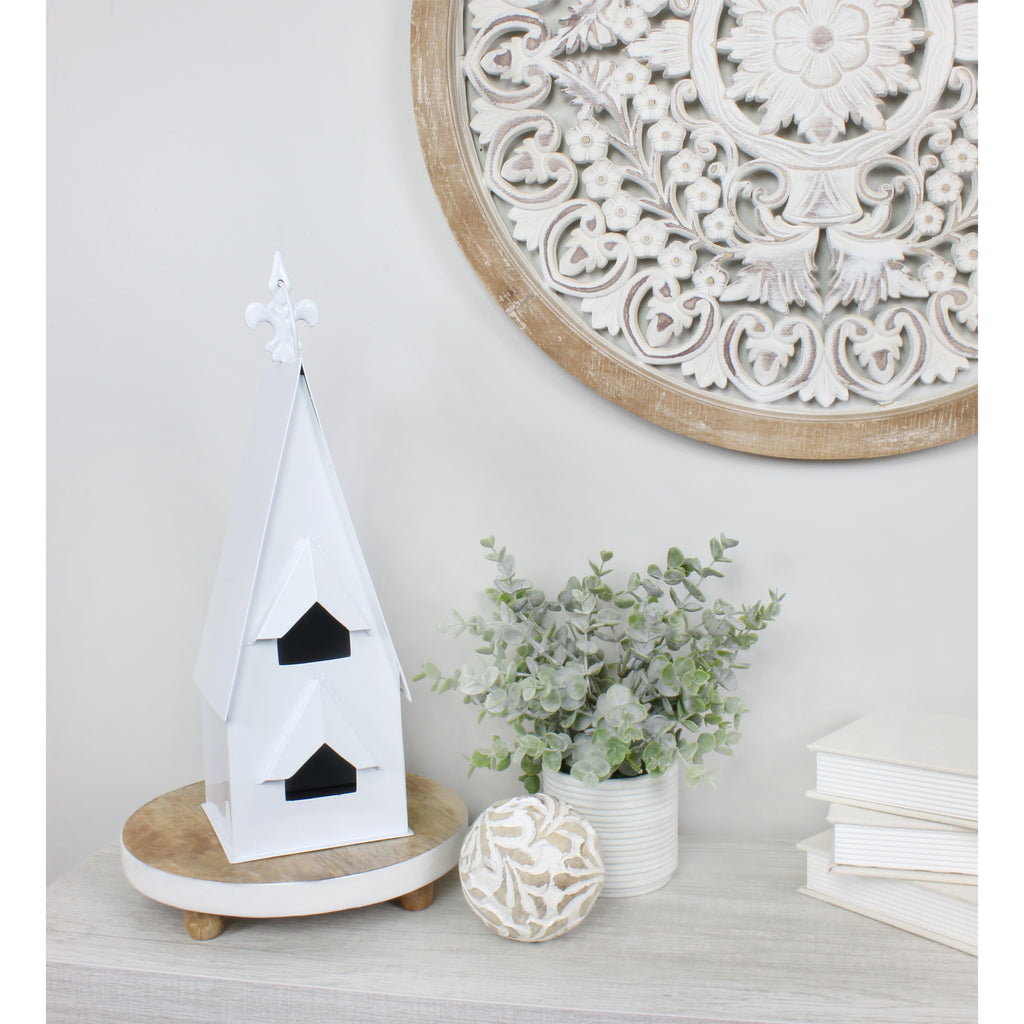 White Enamel Coated Decorative Birdhouse - sh2124ah1