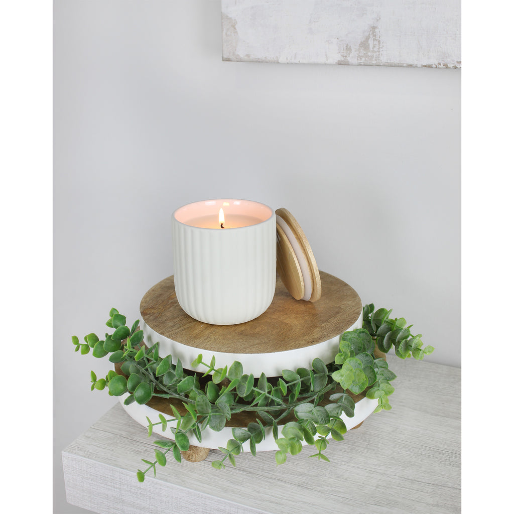 Farmhouse Round Wooden Risers (Set of 2, White Trim) - sh2125ah1a