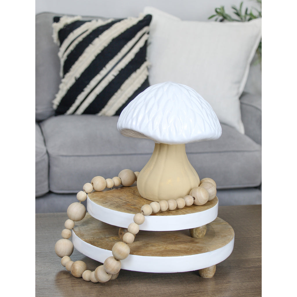 Farmhouse Round Wooden Risers (Set of 2, White Trim) - sh2125ah1a