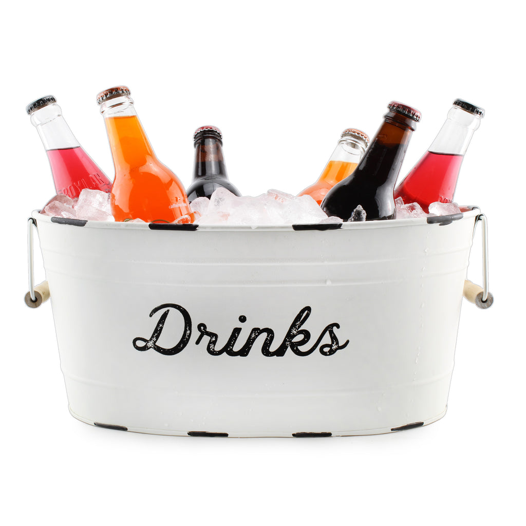 White Enamelware Drinks Tub (Case of 3) - 3X_SH_2129_CASE