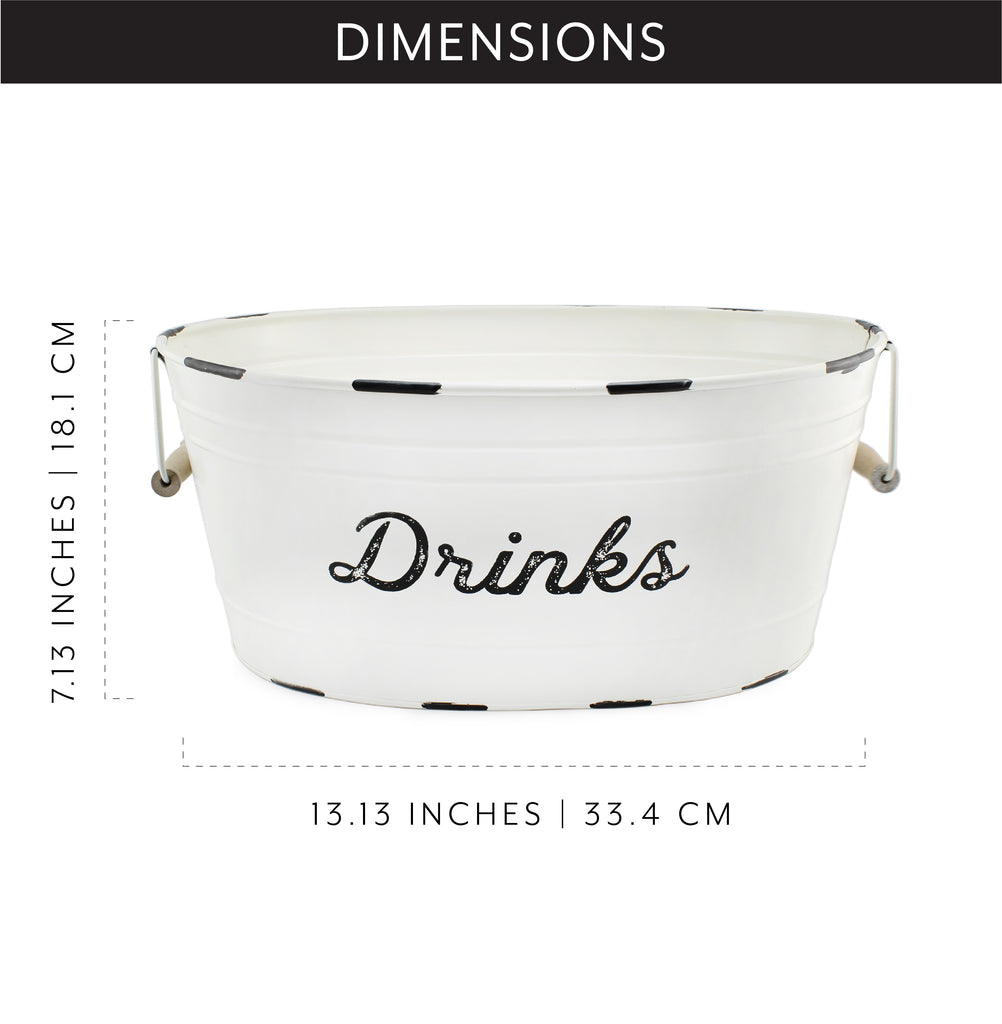 White Enamelware Drinks Tub (Case of 3) - 3X_SH_2129_CASE