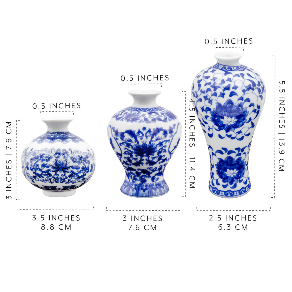 Blue and White Chinoiserie Vases (Set of 3) - sh2141ah1