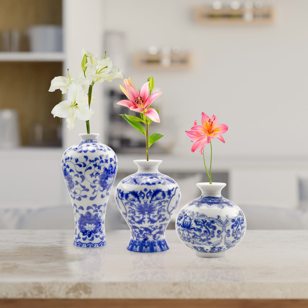 Blue and White Chinoiserie Vases (Set of 3) - sh2141ah1