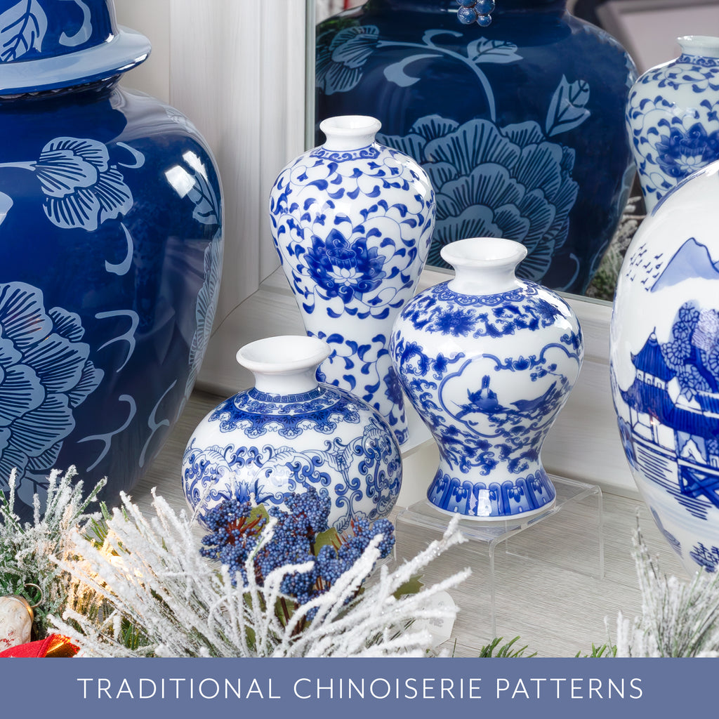 Blue and White Chinoiserie Vases (Set of 3) - sh2141ah1