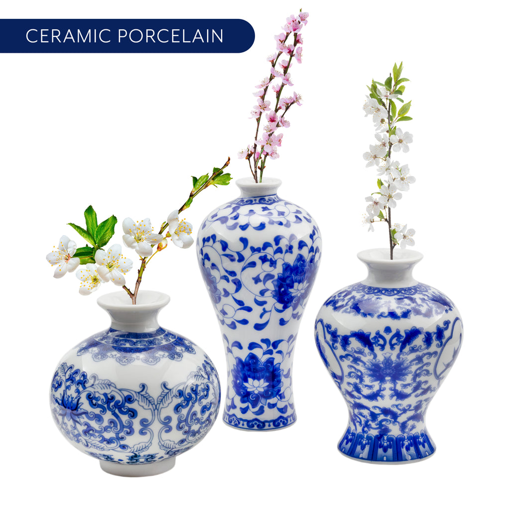 Blue and White Chinoiserie Vases (Set of 3) - sh2141ah1
