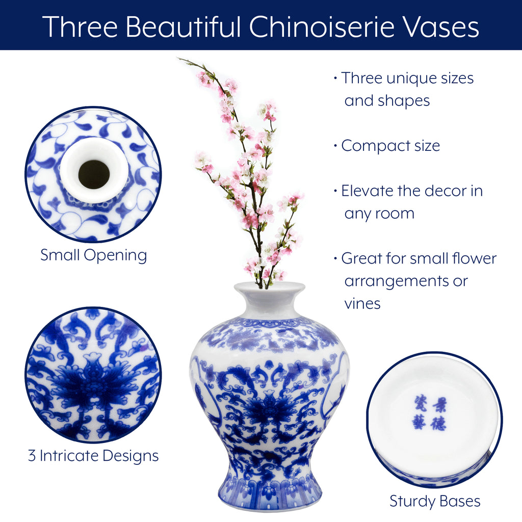 Blue and White Chinoiserie Vases (Case of 16 Sets) - 16X_SH_2141_CASE