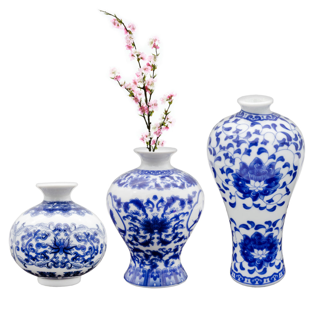 Blue and White Chinoiserie Vases (Set of 3) - sh2141ah1