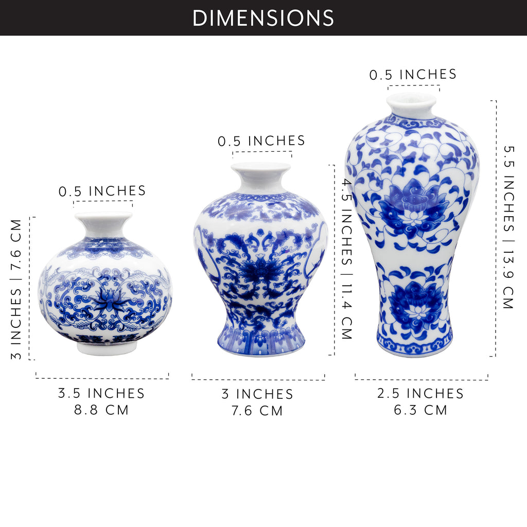 Blue and White Chinoiserie Vases (Set of 3) - sh2141ah1