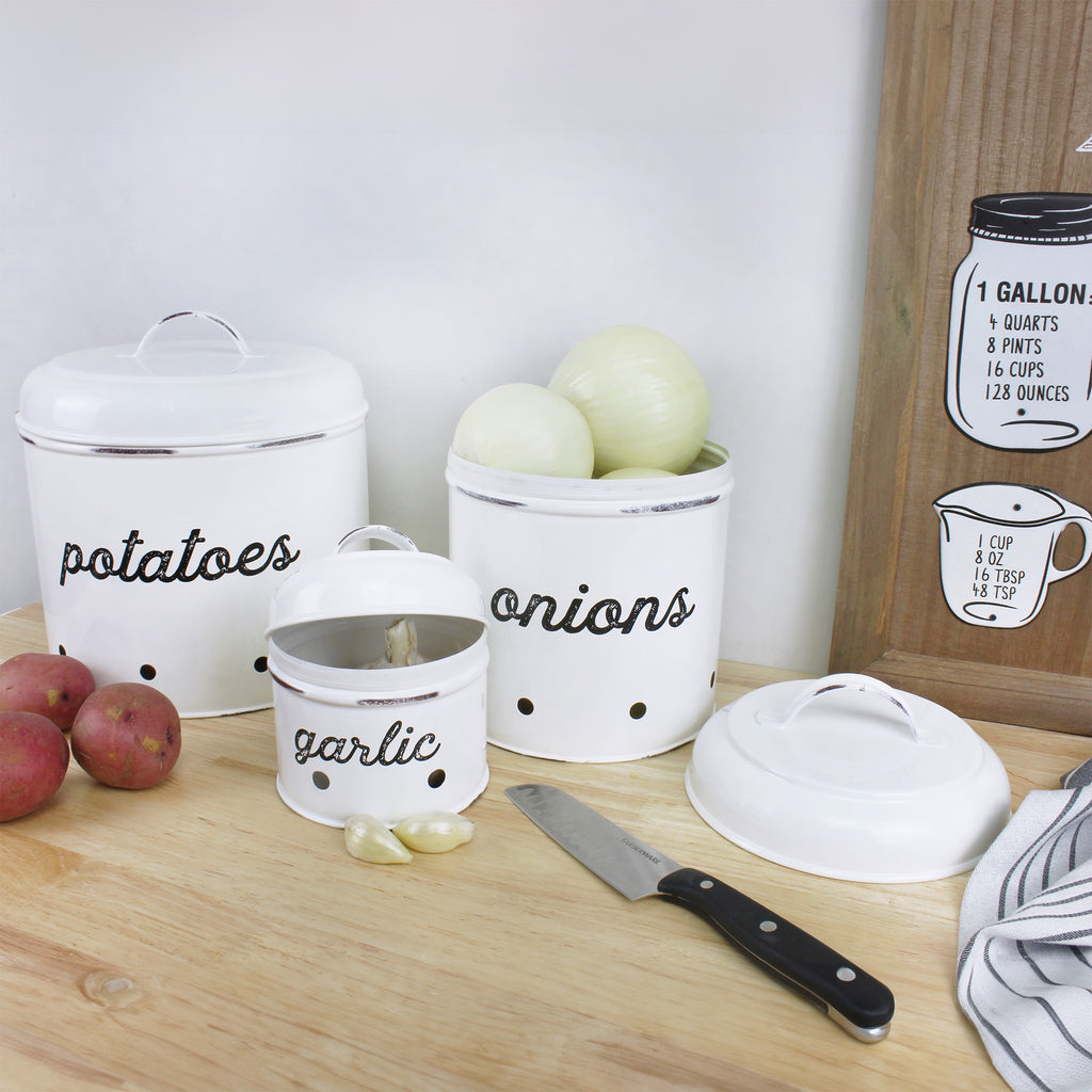 Potatoes, Onions and Garlic Canister Set (White) - sh2076ah1