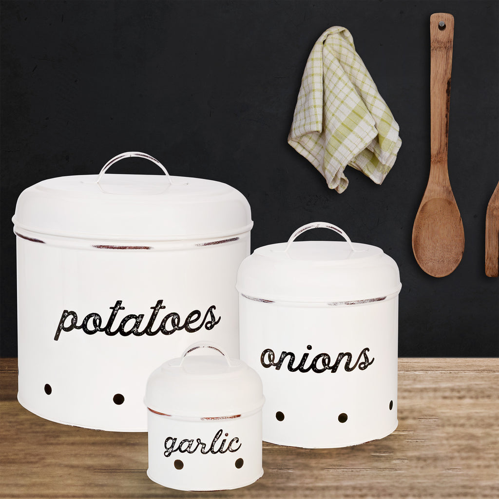 Potatoes, Onions and Garlic Canister Set (White) - sh2076ah1