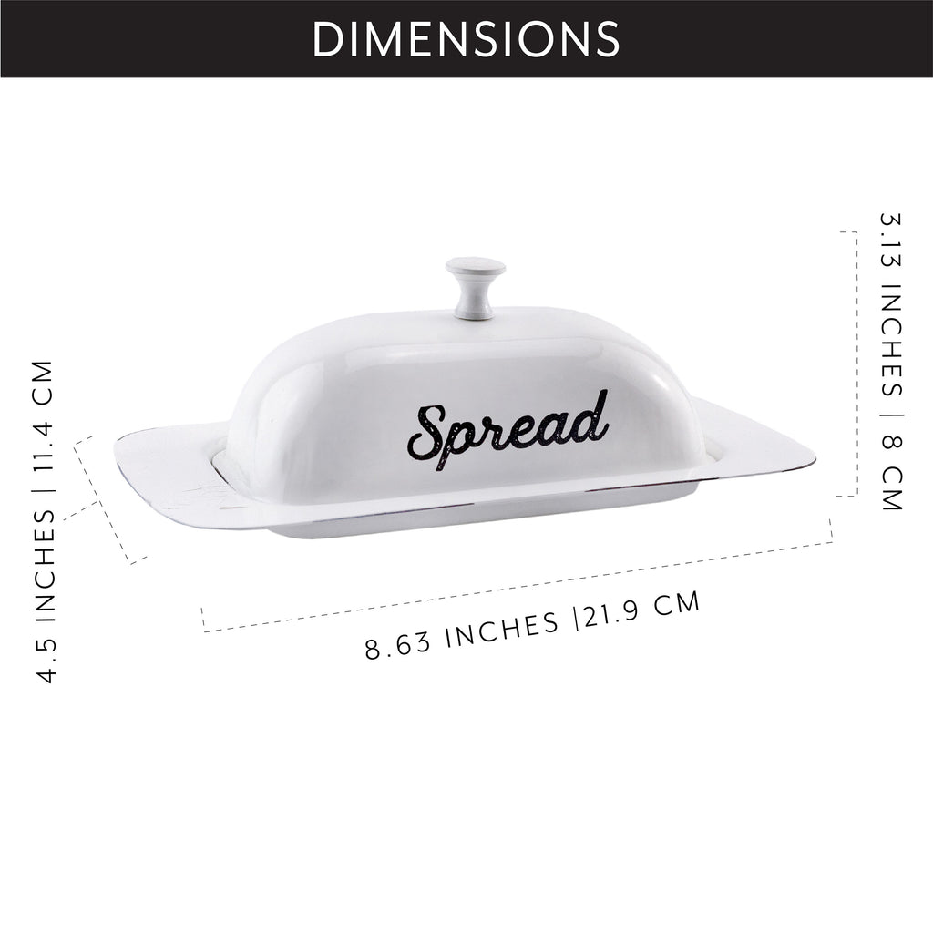 Enamelware White Butter Dish (Large, Case of 48) - 48X_SH_2135_CASE