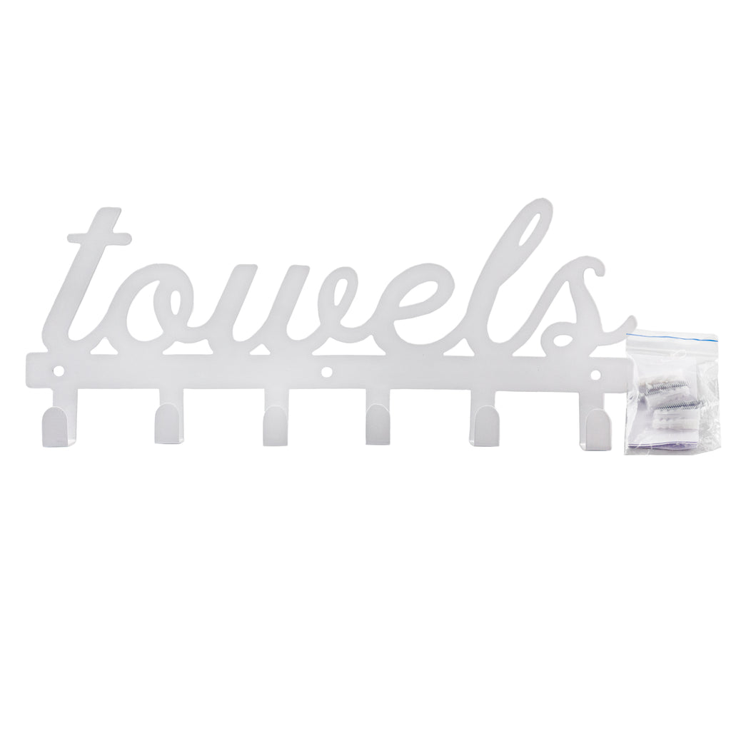 White Towel Hanger w/6 Hooks (Case of 30) - 30X_SH_2136_CASE