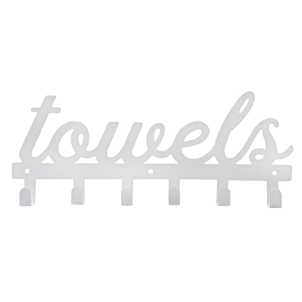 White Towel Hanger w/6 Hooks - sh2136ah1