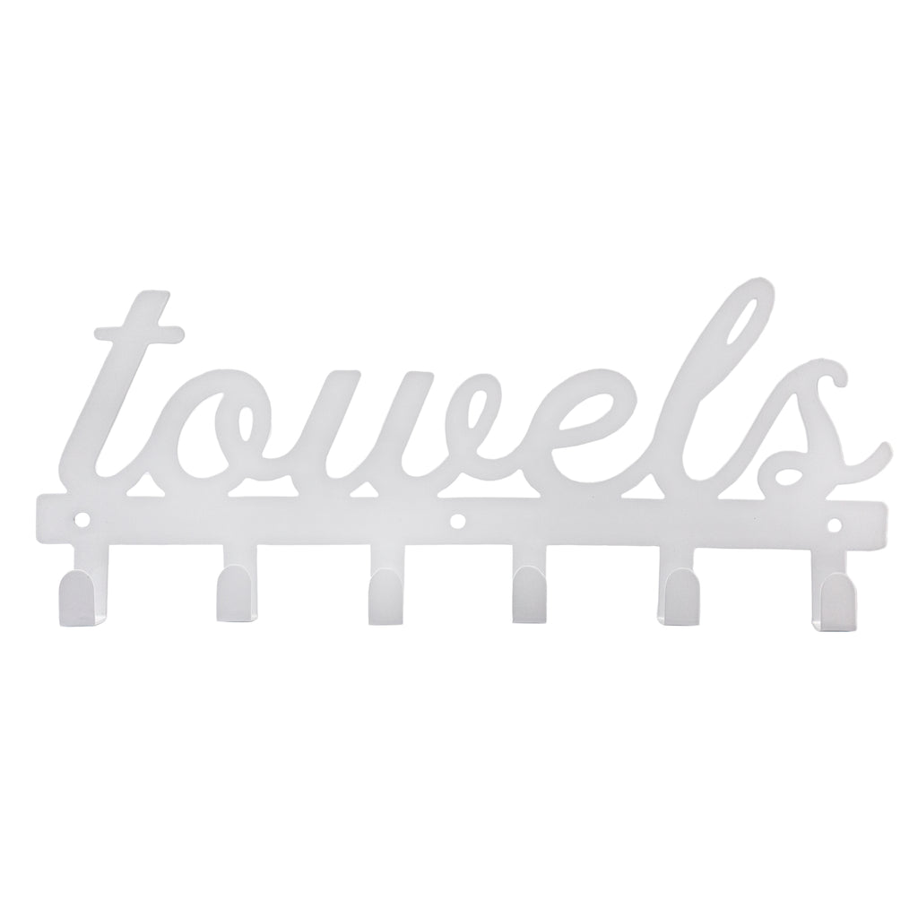 White Towel Hanger w/6 Hooks (Case of 30) - 30X_SH_2136_CASE