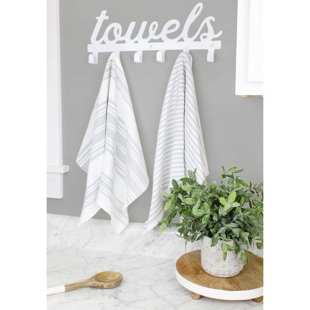 White Towel Hanger w/6 Hooks - sh2136ah1