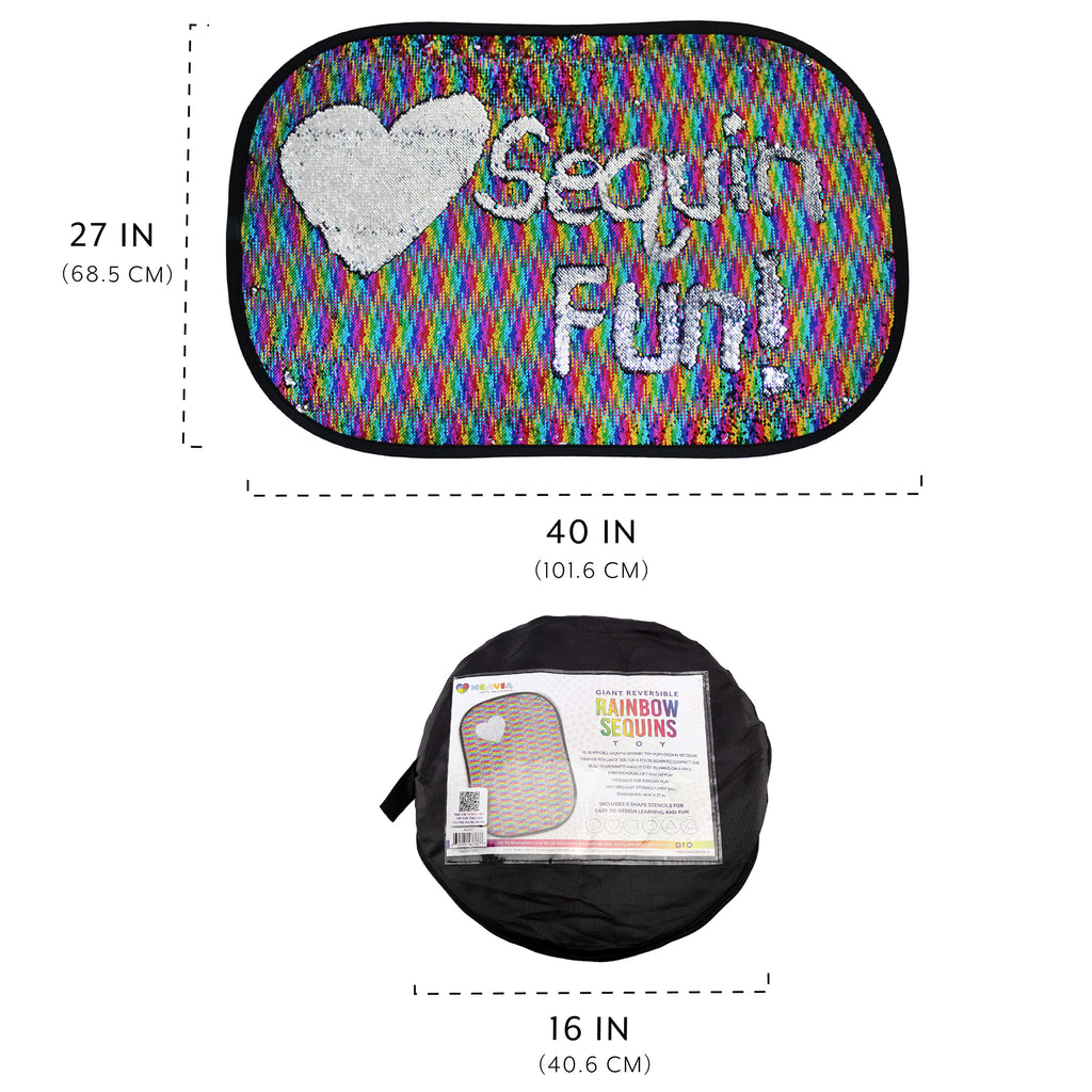 Reversible Sequins Wall Sensory Fun Toy W/ Shape Stencils & Travel Case - sh2227Mv1