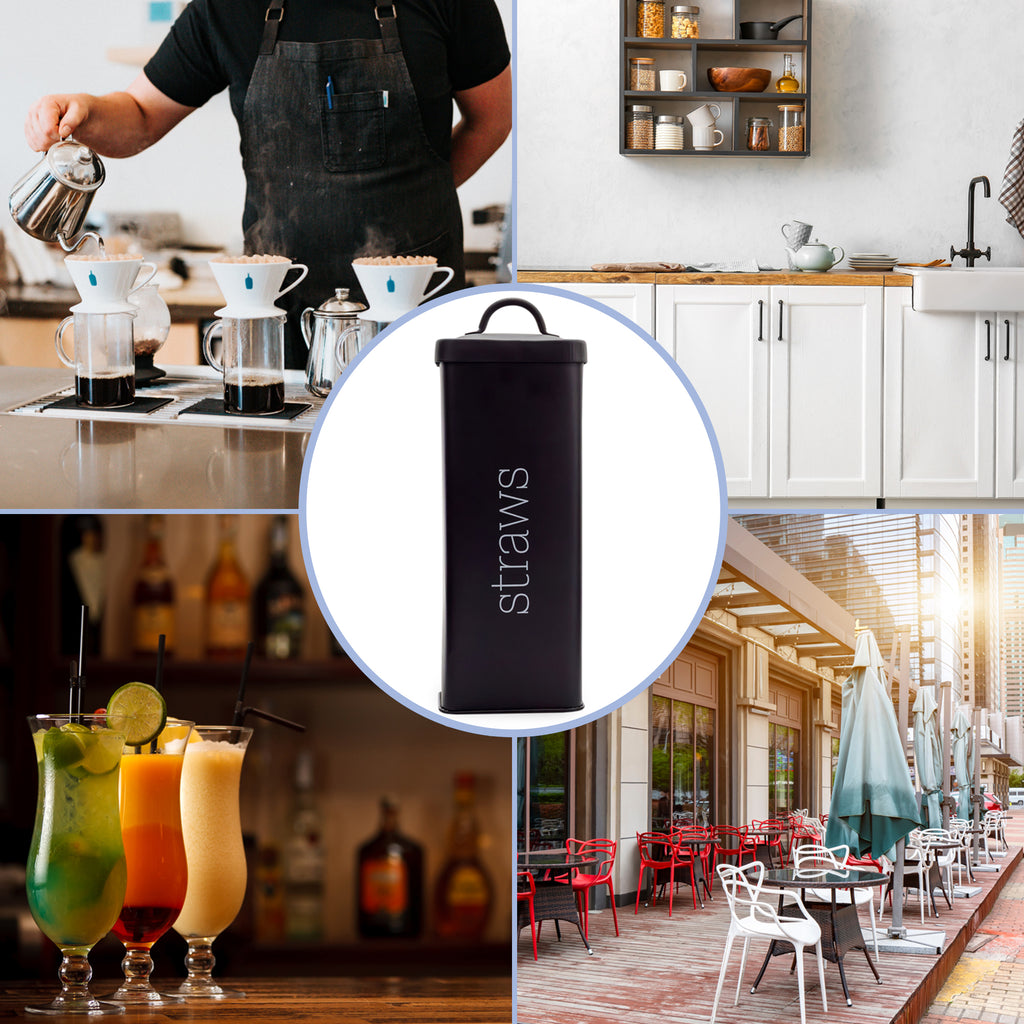Farmhouse Enamelware Straw Holder (Black) - sh2170ah1