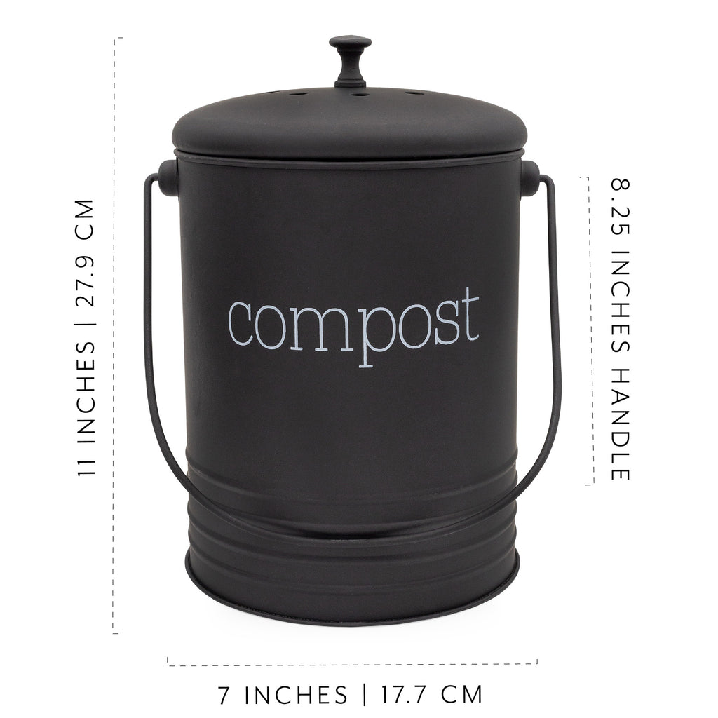 Black Enamelware Compost Bin - sh2173ah1