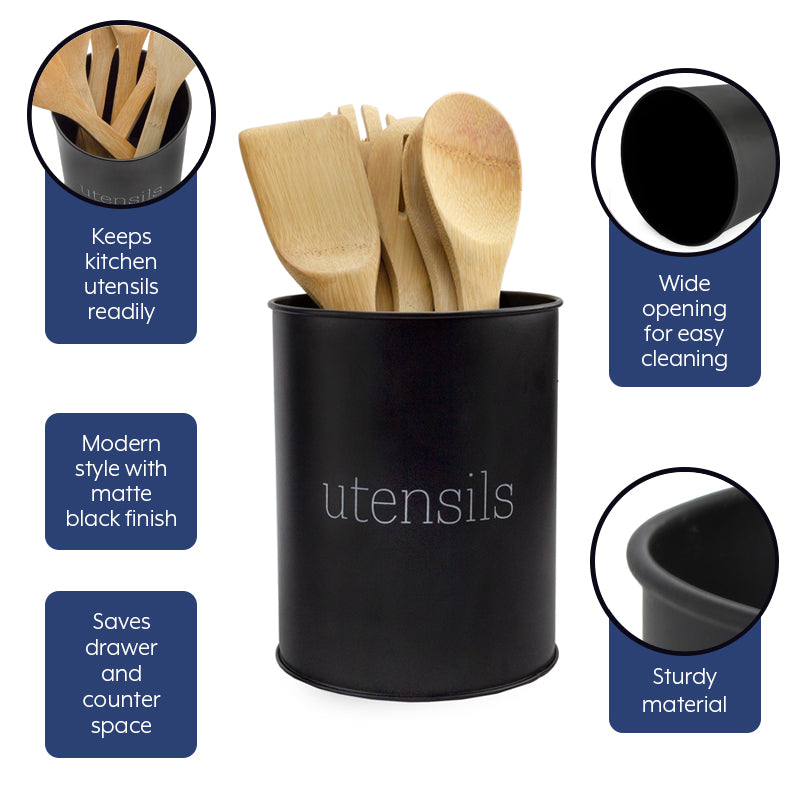 Metal Utensil Holder (Black, Case of 24) - 24X_SH_2180_CASE