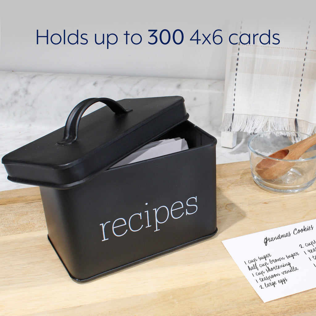 Black Enamelware Recipe Box - sh2183ah1