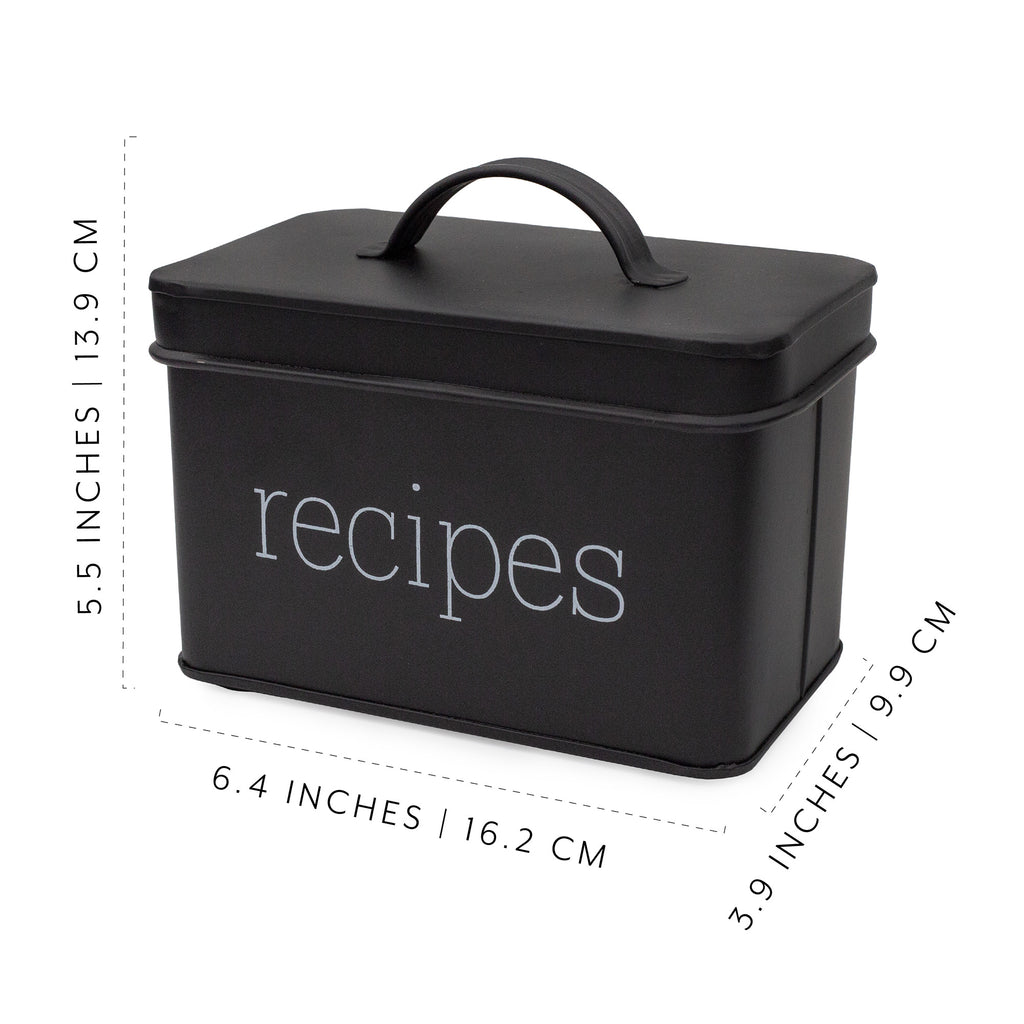 Farmhouse Enamelware Recipe Box (Black) - sh2183ah1