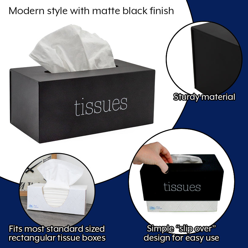 Rectangular Tissue Box Cover (Black, Case of 24) - 24X_SH_2187_CASE