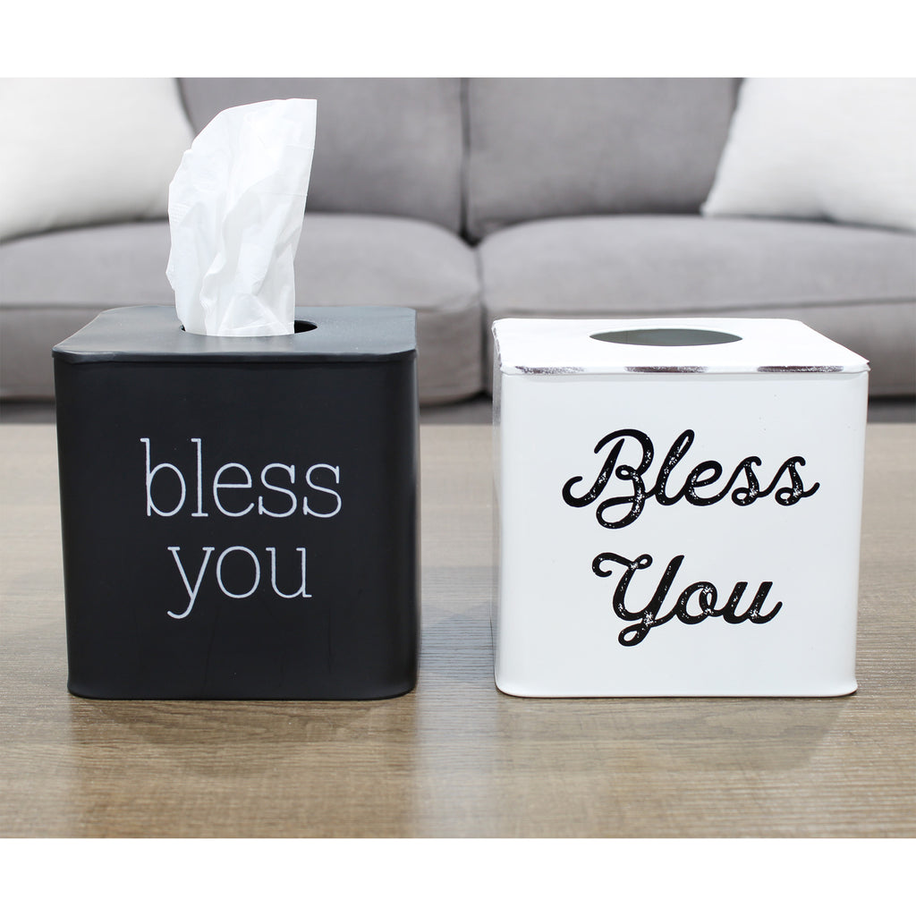 Enamelware Square Tissue Box Cover (Black, Case of 27) - 27X_SH_2188_CASE