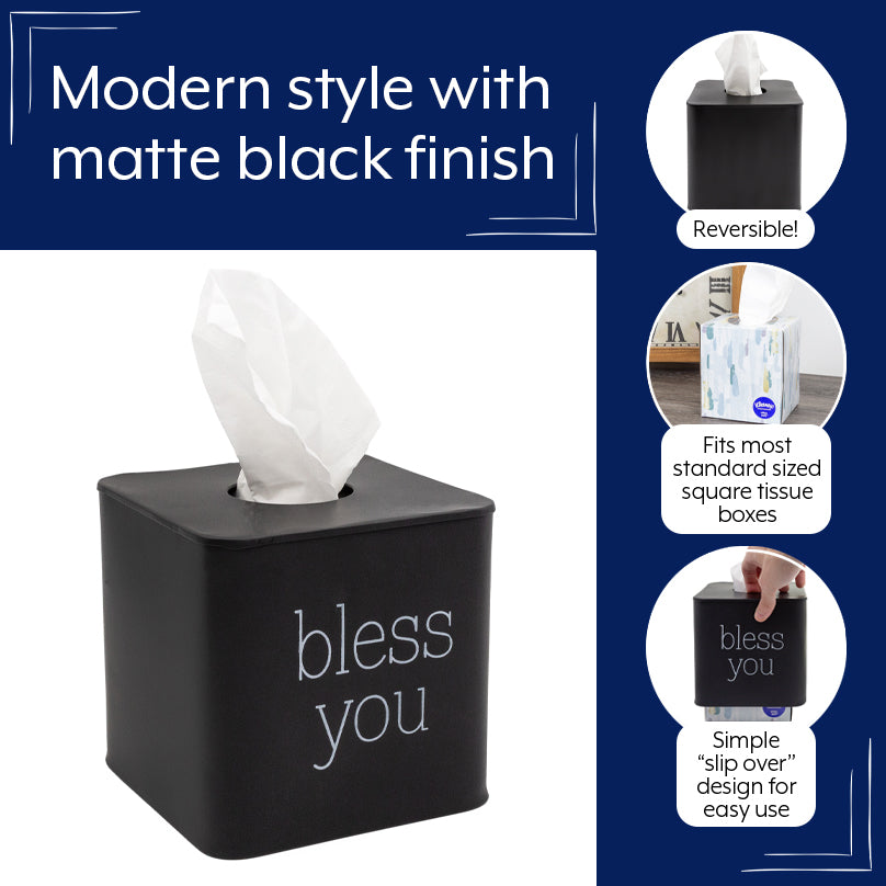 Enamelware Square Tissue Box Cover (Black, Case of 27) - 27X_SH_2188_CASE