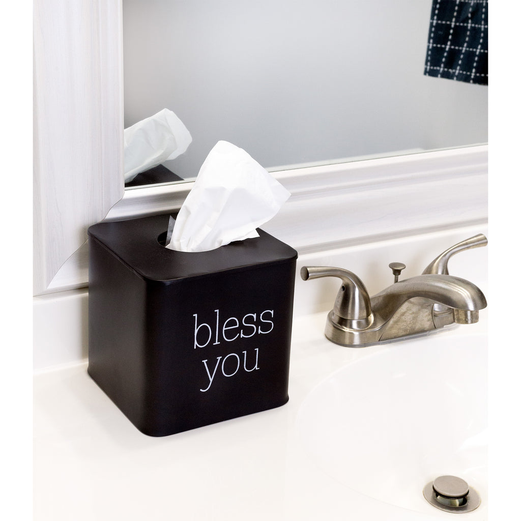 Enamelware Square Tissue Box Cover (Black, Case of 27) - 27X_SH_2188_CASE