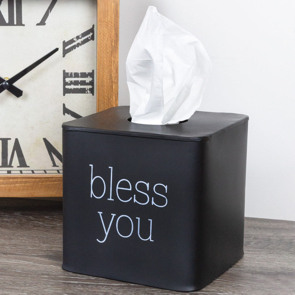 Enamelware Square Tissue Box Cover (Black) - sh2188ah1