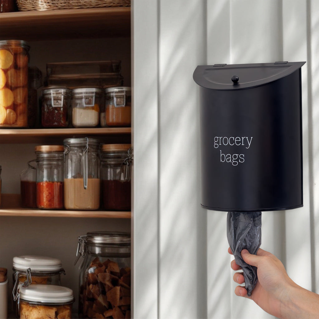 Black Enamelware Grocery Bag Holder - sh2195ah1