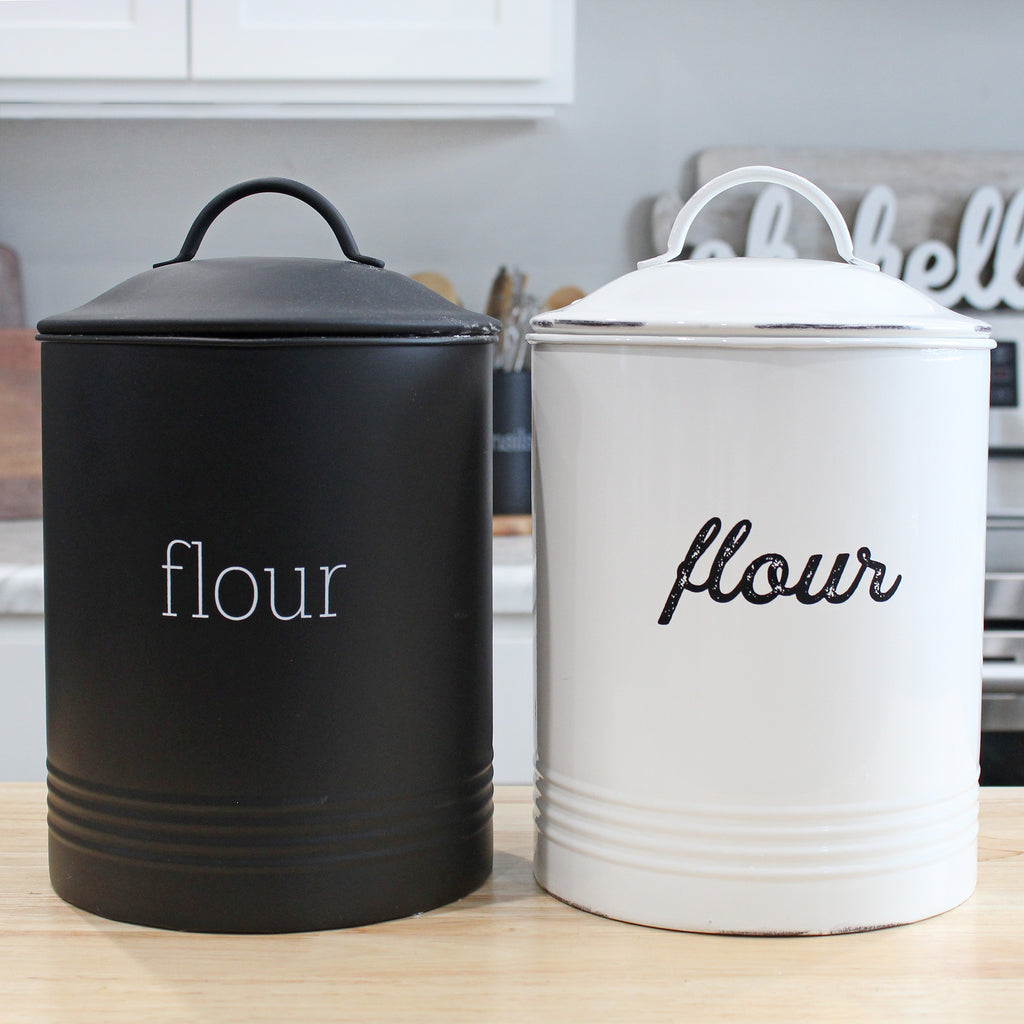 Enamelware Black Flour Canister - sh2197ah1