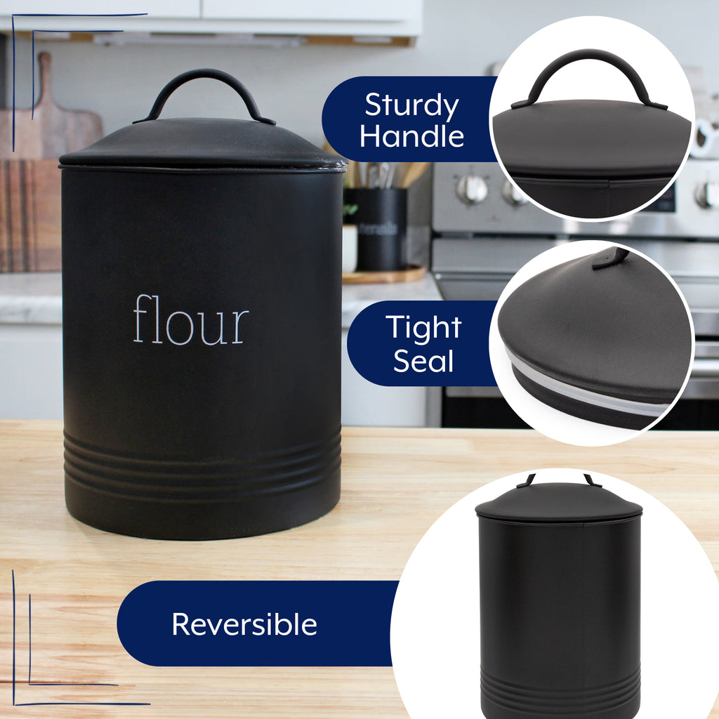 Enamelware Black Flour Canister (Case of 4) - 4X_SH_2197_CASE