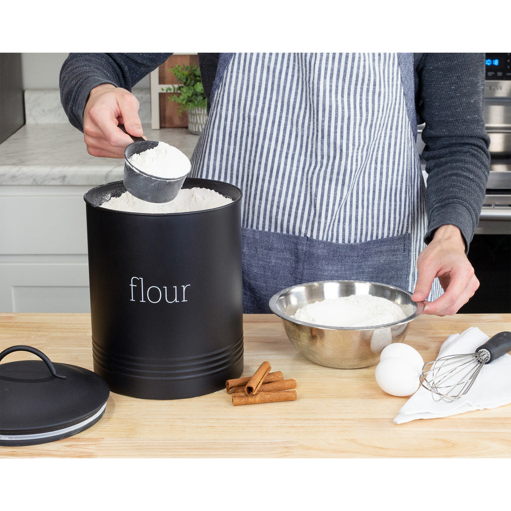 Enamelware Black Flour Canister - sh2197ah1