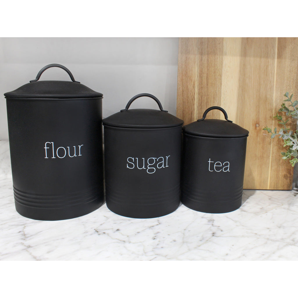 Enamelware Black Flour Canister (Case of 4) - 4X_SH_2197_CASE