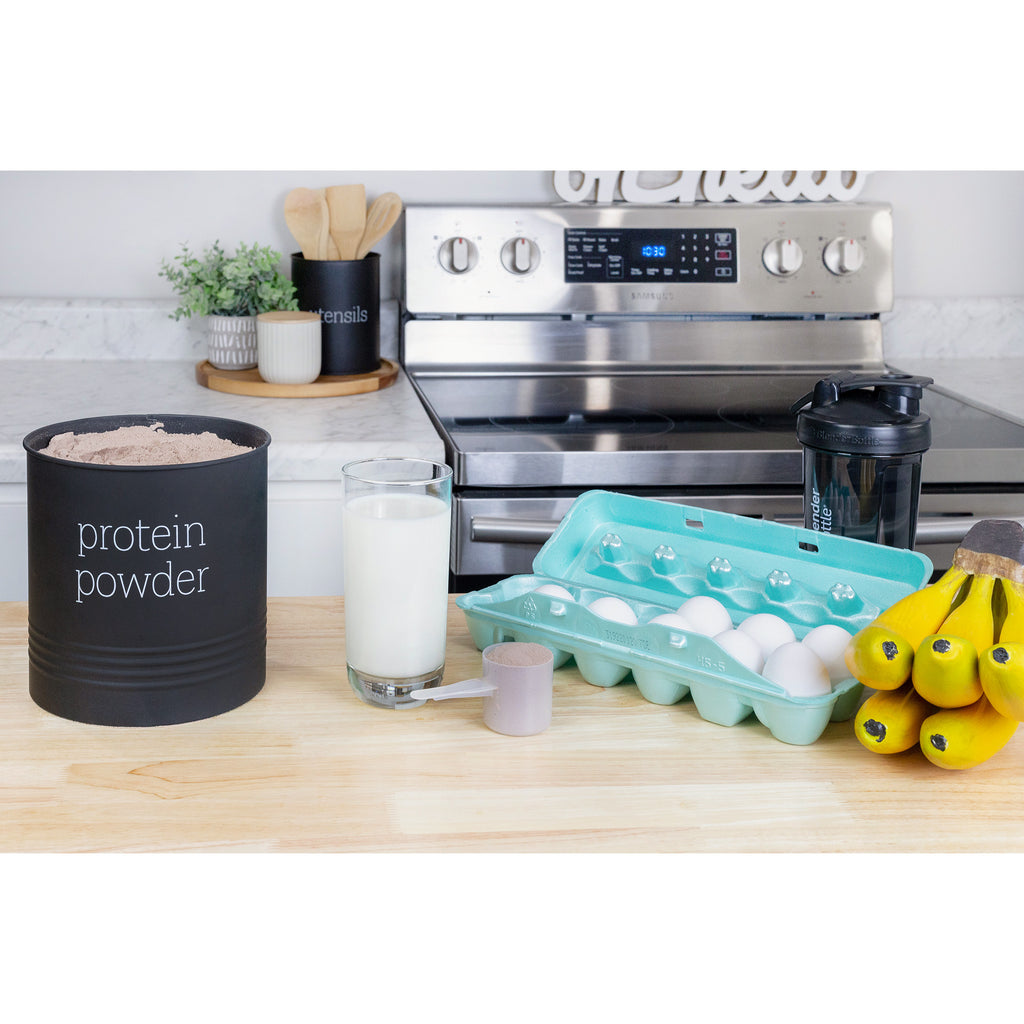 Enamelware Protein Powder Canister (Black) - sh2199ah1