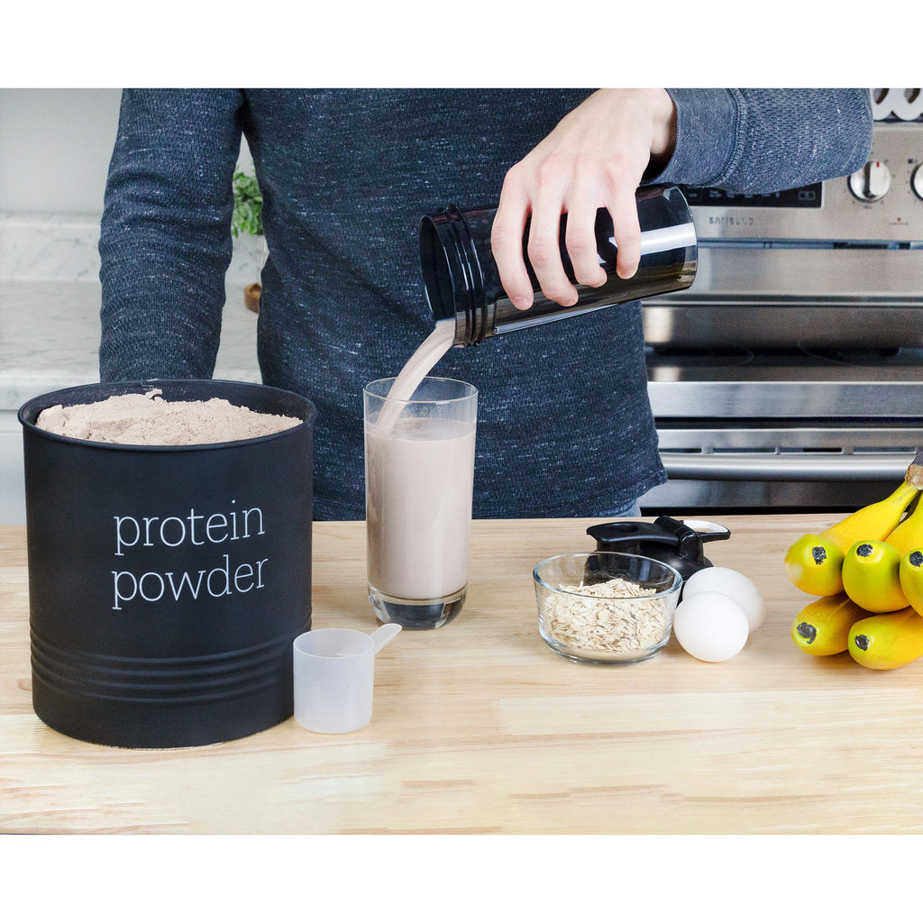 Enamelware Protein Powder Canister (Black, Case of 8) - 8X_SH_2199_CASE