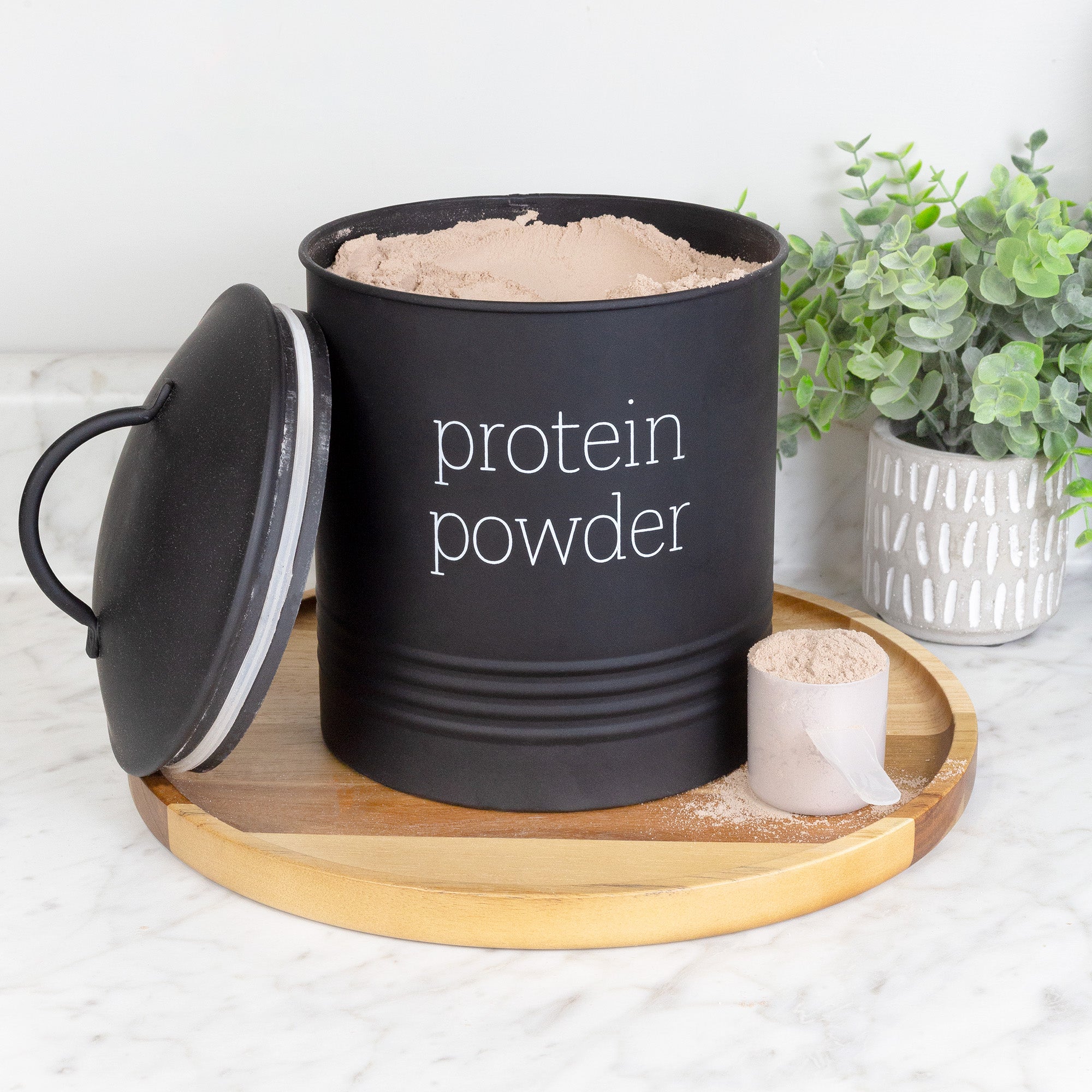 Protein Powder Case Enamelware Protein Powder Canister (Black, Case of 8) – Kurated Korner