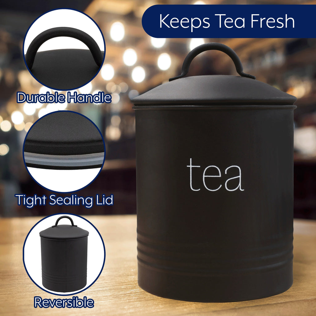 Enamelware Black Tea Canister (Case of 12) - 12X_SH_2202_CASE