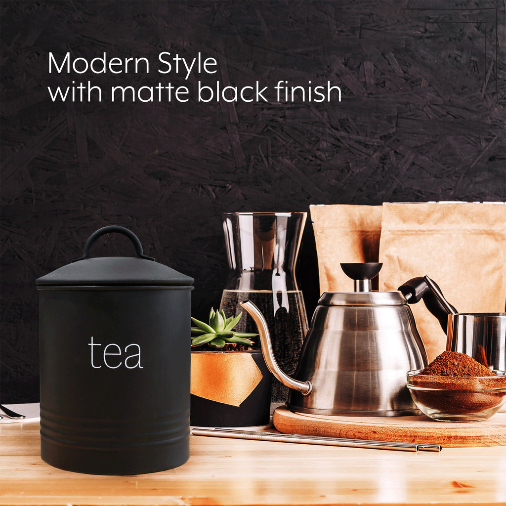 Enamelware Black Tea Canister (Case of 12) - 12X_SH_2202_CASE