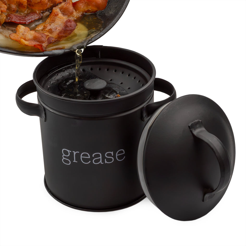 Black Enamelware Grease Container - sh2204ah1