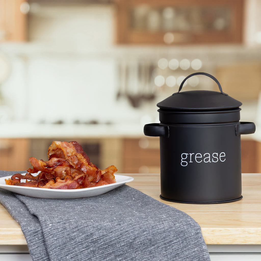 Black Enamelware Grease Container - sh2204ah1