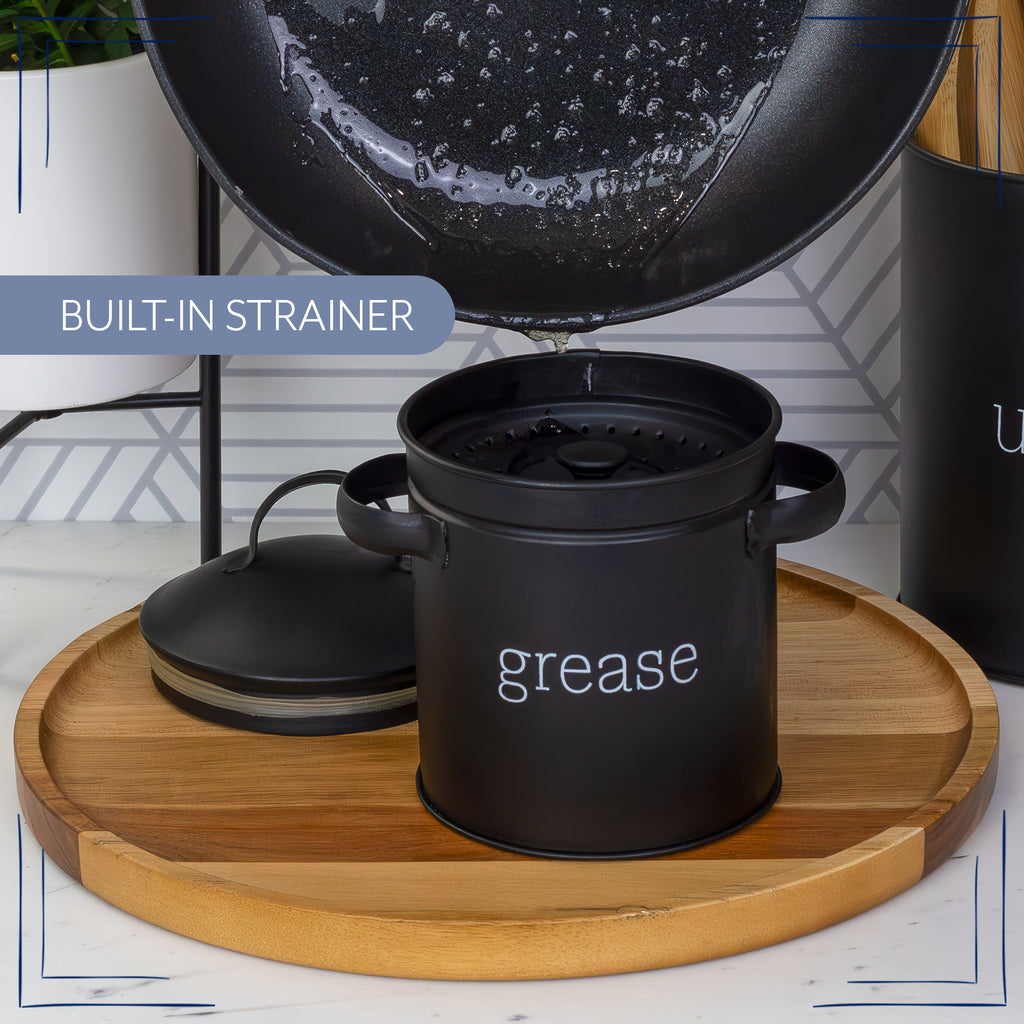 Black Enamelware Grease Container - sh2204ah1