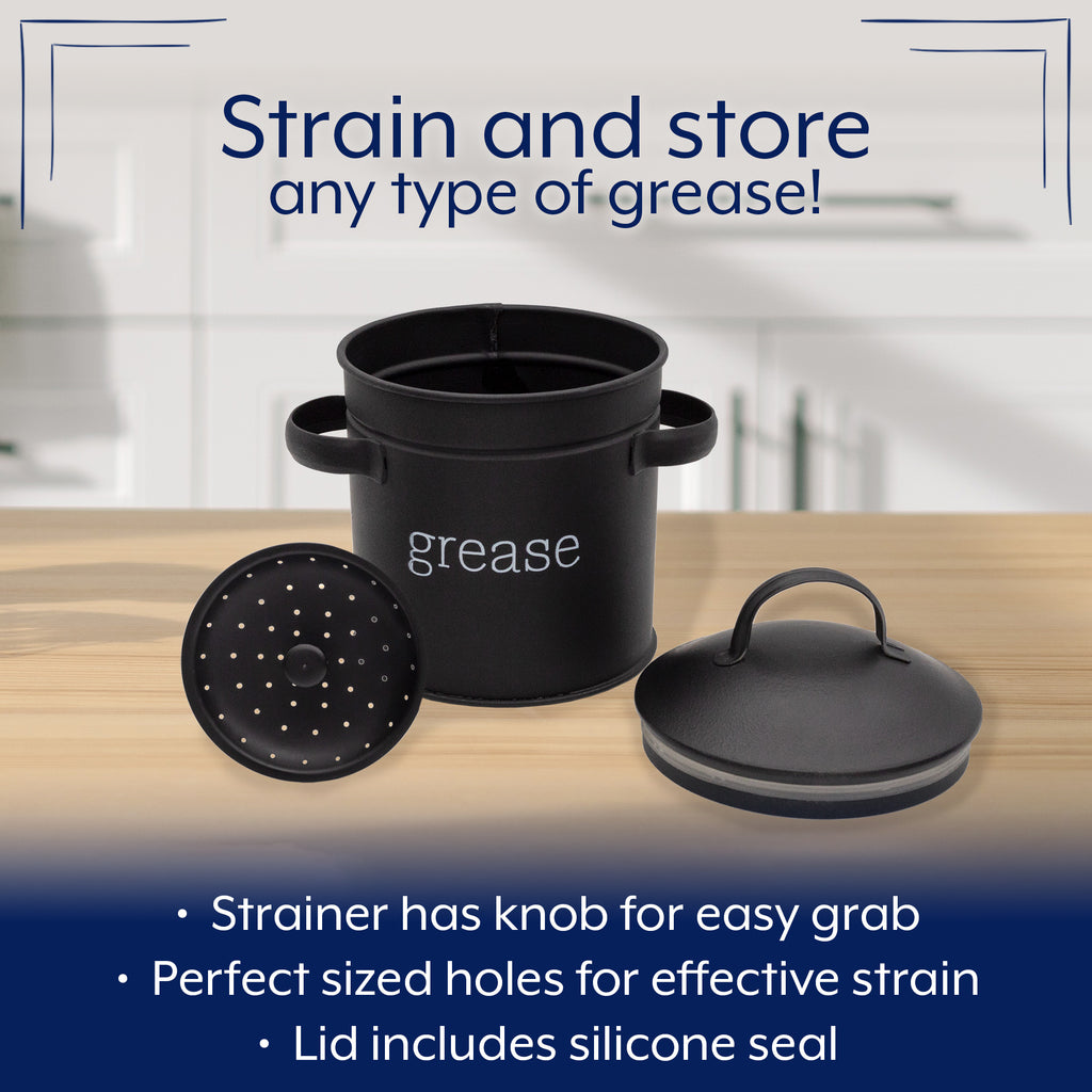 Black Enamelware Grease Container (Case of 24) - 24X_SH_2204_CASE