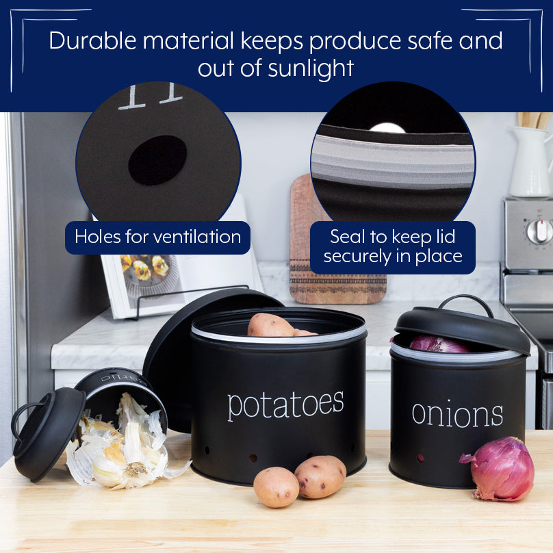 Potatoes, Onions and Garlic Canister Set (Black, Case of 4) - 4X_SH_2205_CASE