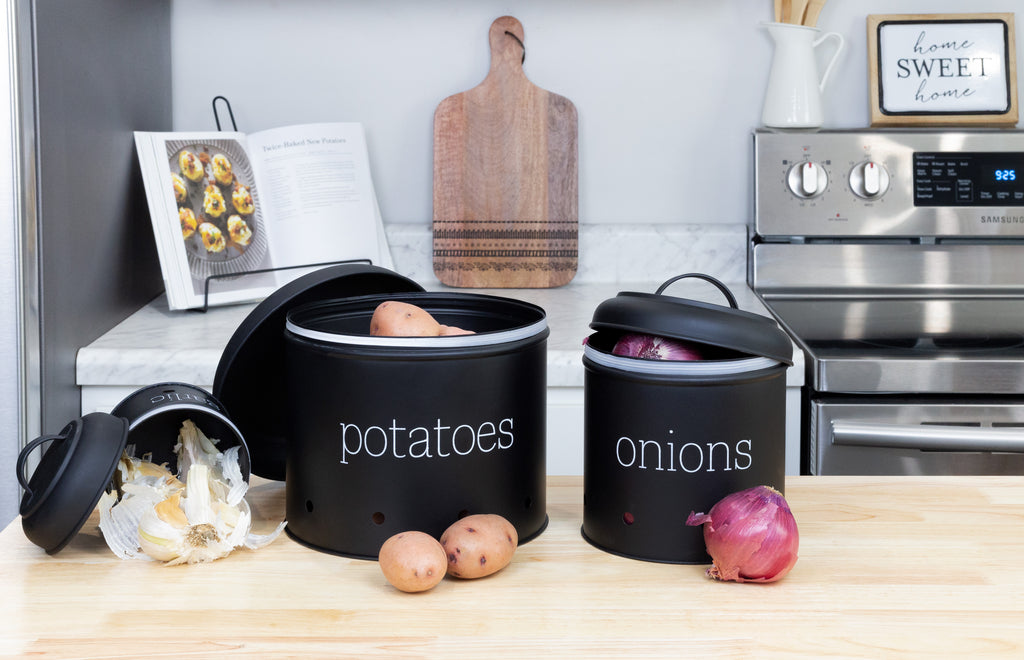 Potatoes, Onions and Garlic Canister Set (Black, Case of 4) - 4X_SH_2205_CASE