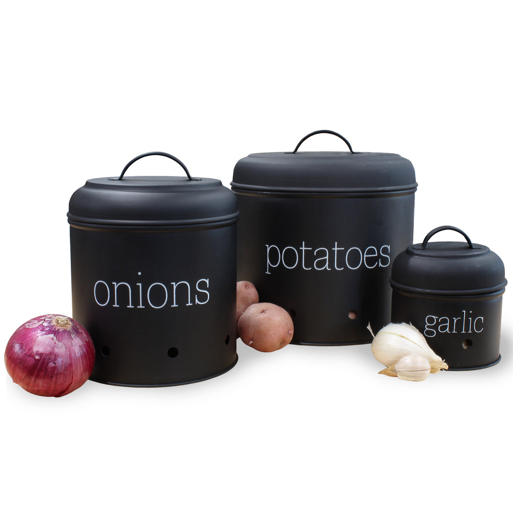 Potatoes, Onions and Garlic Canister Set (Black, Case of 4) - 4X_SH_2205_CASE