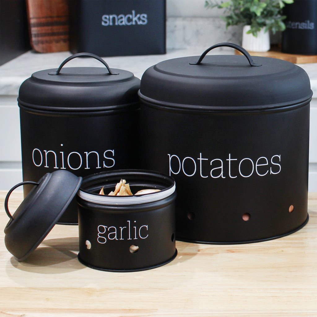 Potatoes, Onions and Garlic Canister Set (Black, Case of 4) - 4X_SH_2205_CASE