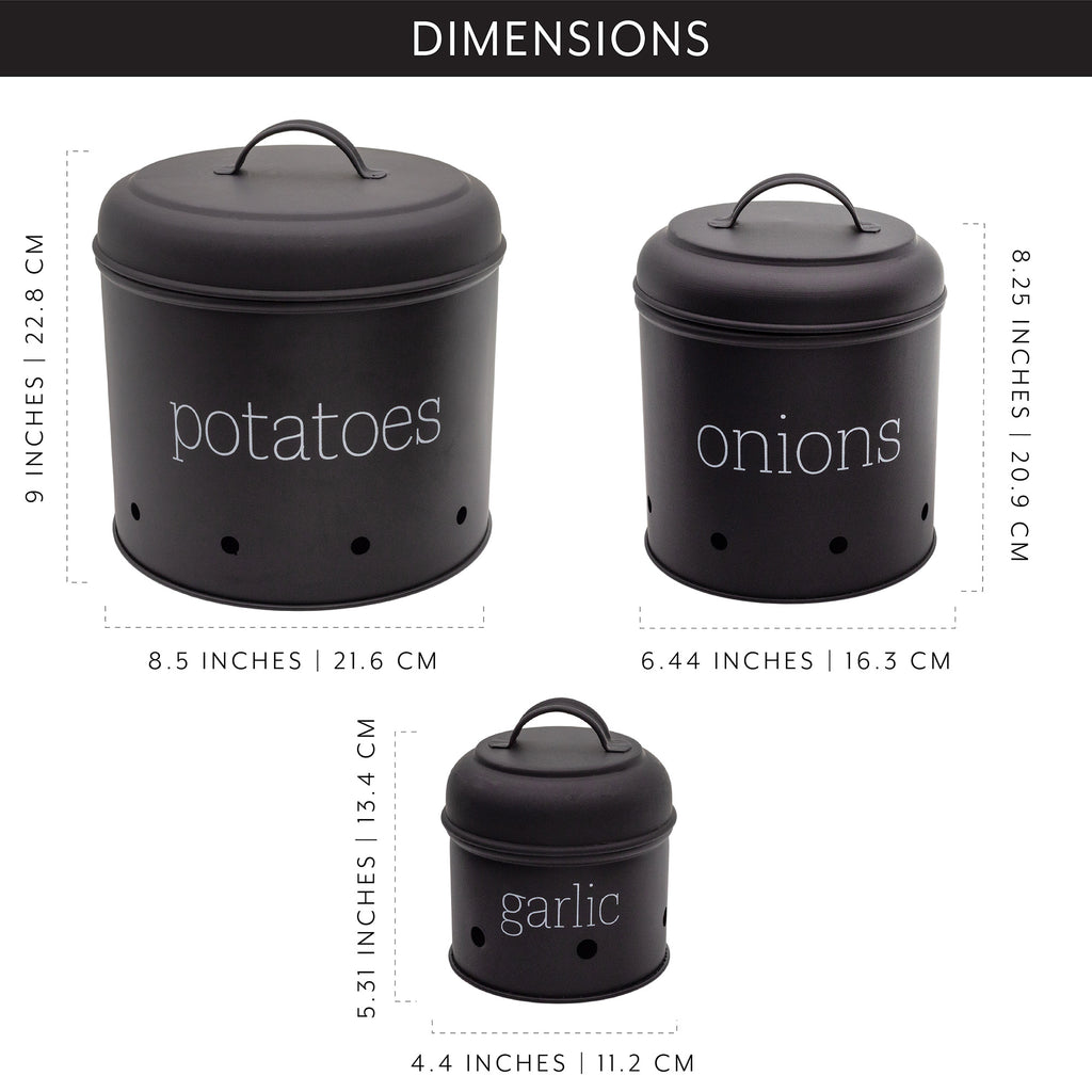 Potatoes, Onions and Garlic Canister Set (Black, Case of 4) - SH_2205_CASE