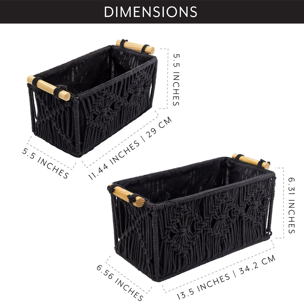 Boho Farmhouse Macrame Baskets (Black, Case of 9 Sets) - 9X_SH_2233_CASE